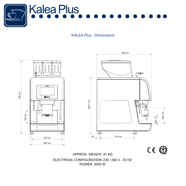 Necta KALEA PLUS Fresh Milk Bean to Cup Coffee Machine